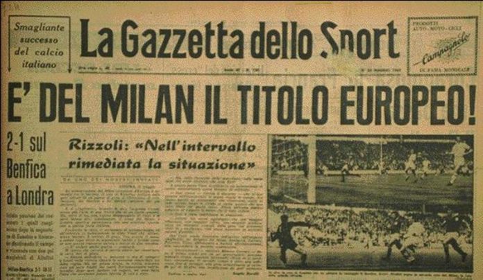 1963 coppa dei campioni al Milan